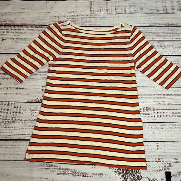 J Crew painter tee size M medium orange cream navy 3/4 sleeve - Picture 1 of 5